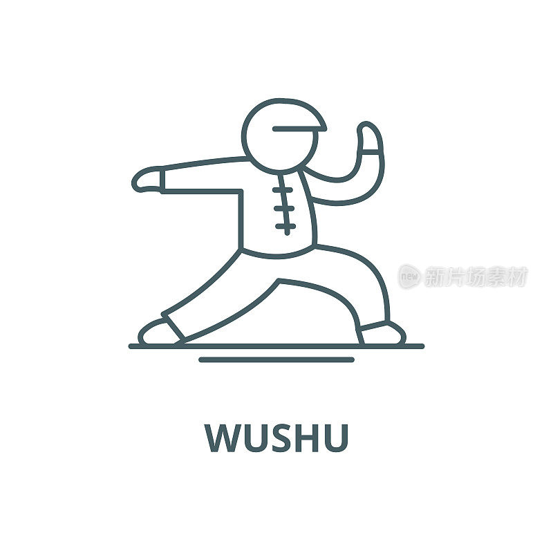 Wushu vector line icon, linear concept, outline sign, symbol